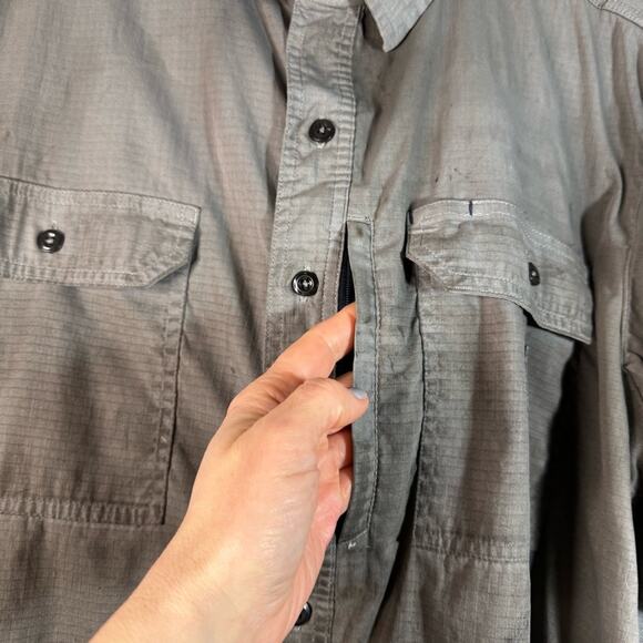 Carhartt Thrashed Distressed Men Size XL Ripstop Button-Down SS Work Shirt Gray - Picture 3 of 9